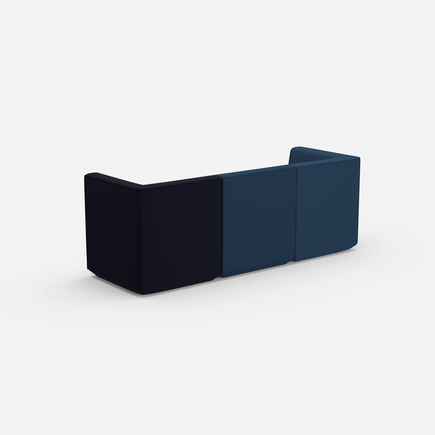 Sofa blue for 3 persons from behind