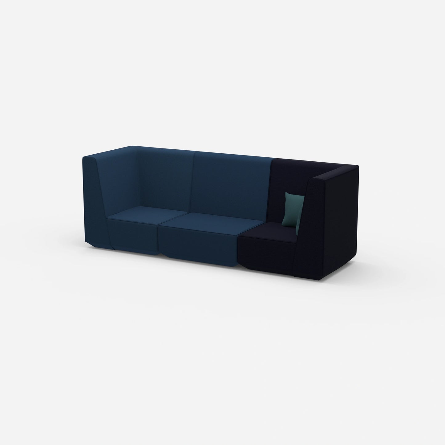 Sofa blue for 3 persons from the side