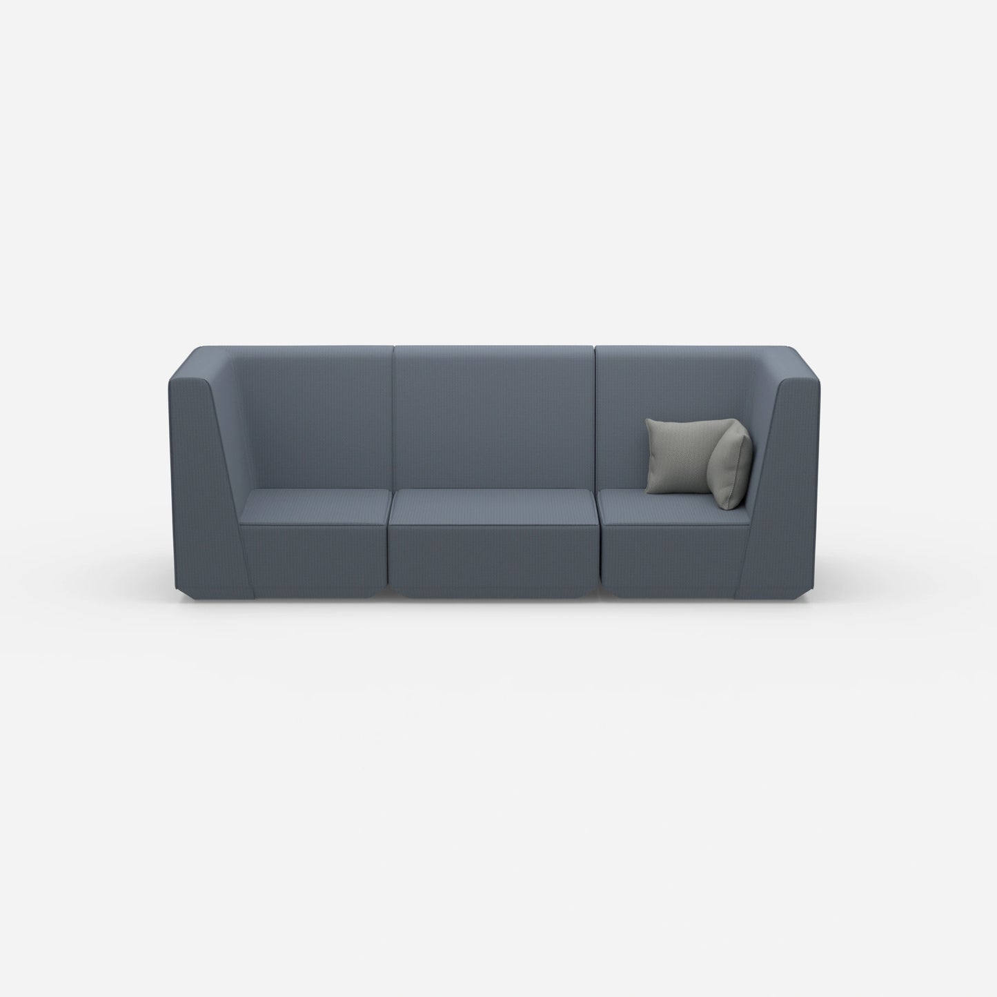 Blue sofa for 3 people from the front