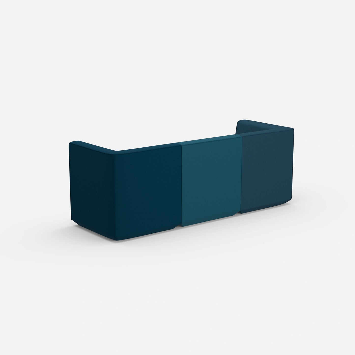 Sofa blue for 3 persons from behind