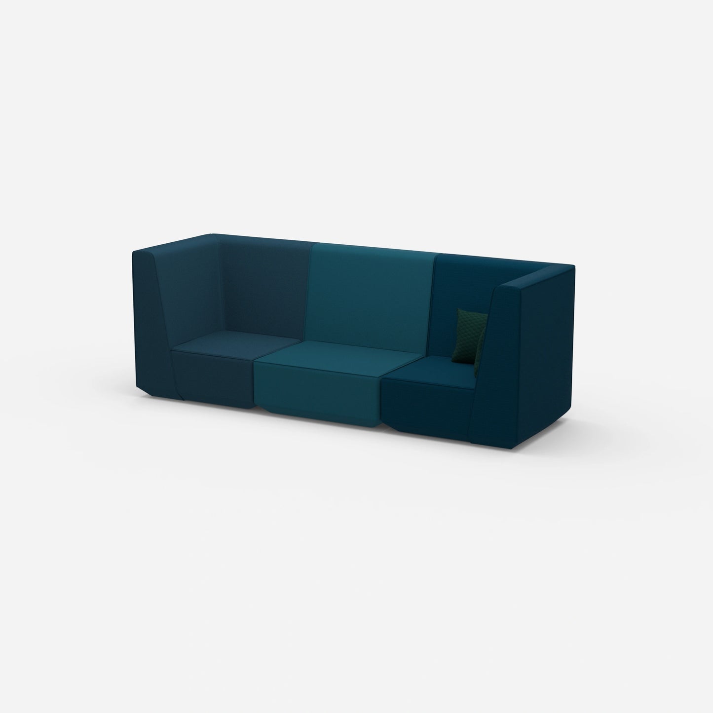 Sofa blue for 3 persons from the side