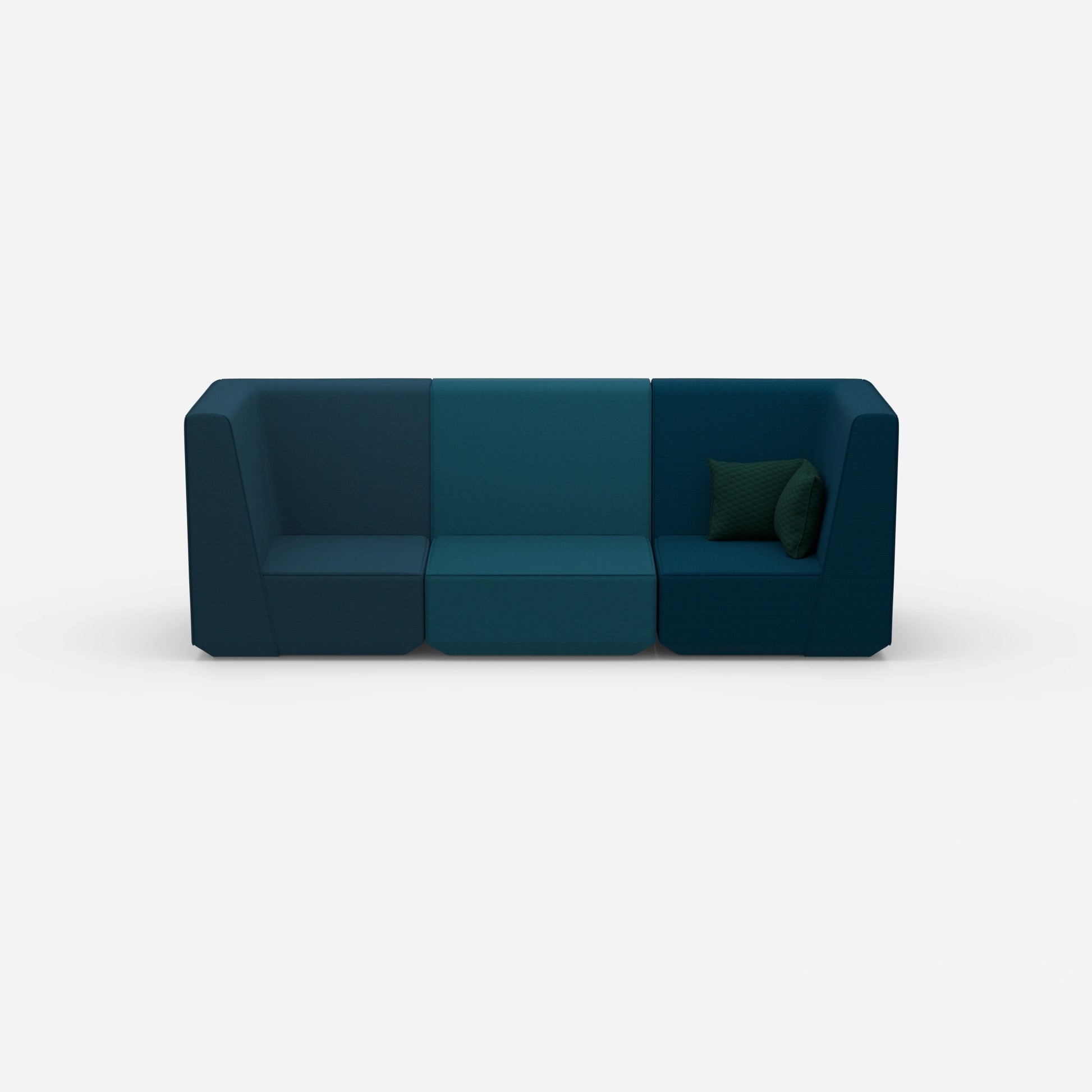 Blue sofa for 3 people from the front