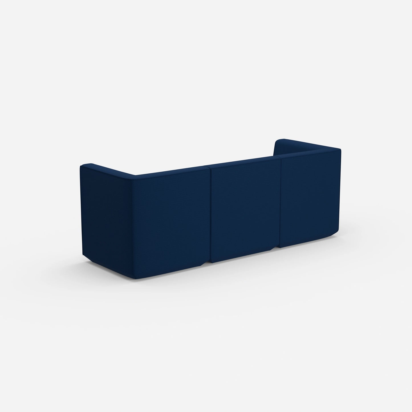 Sofa blue for 3 persons from behind