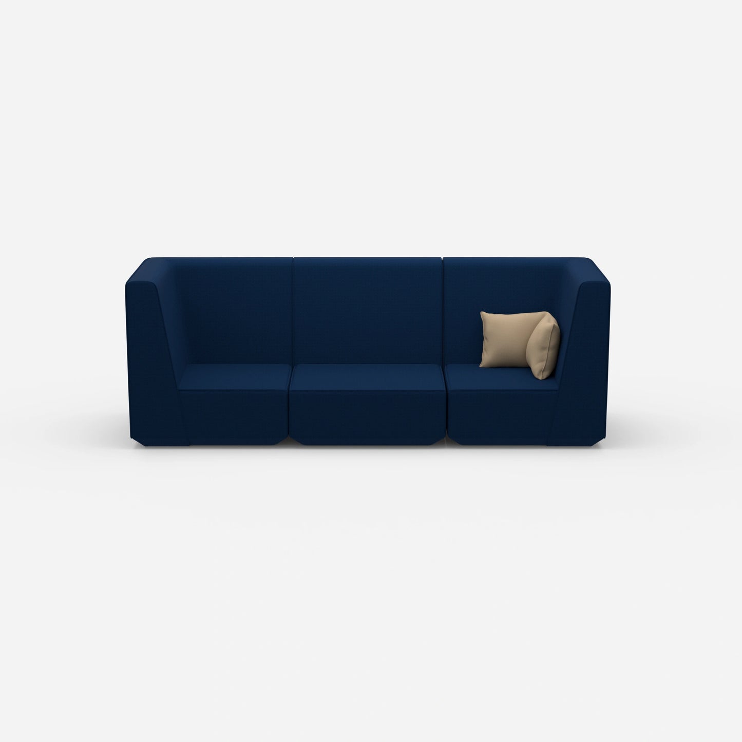 Blue sofa for 3 people from the front