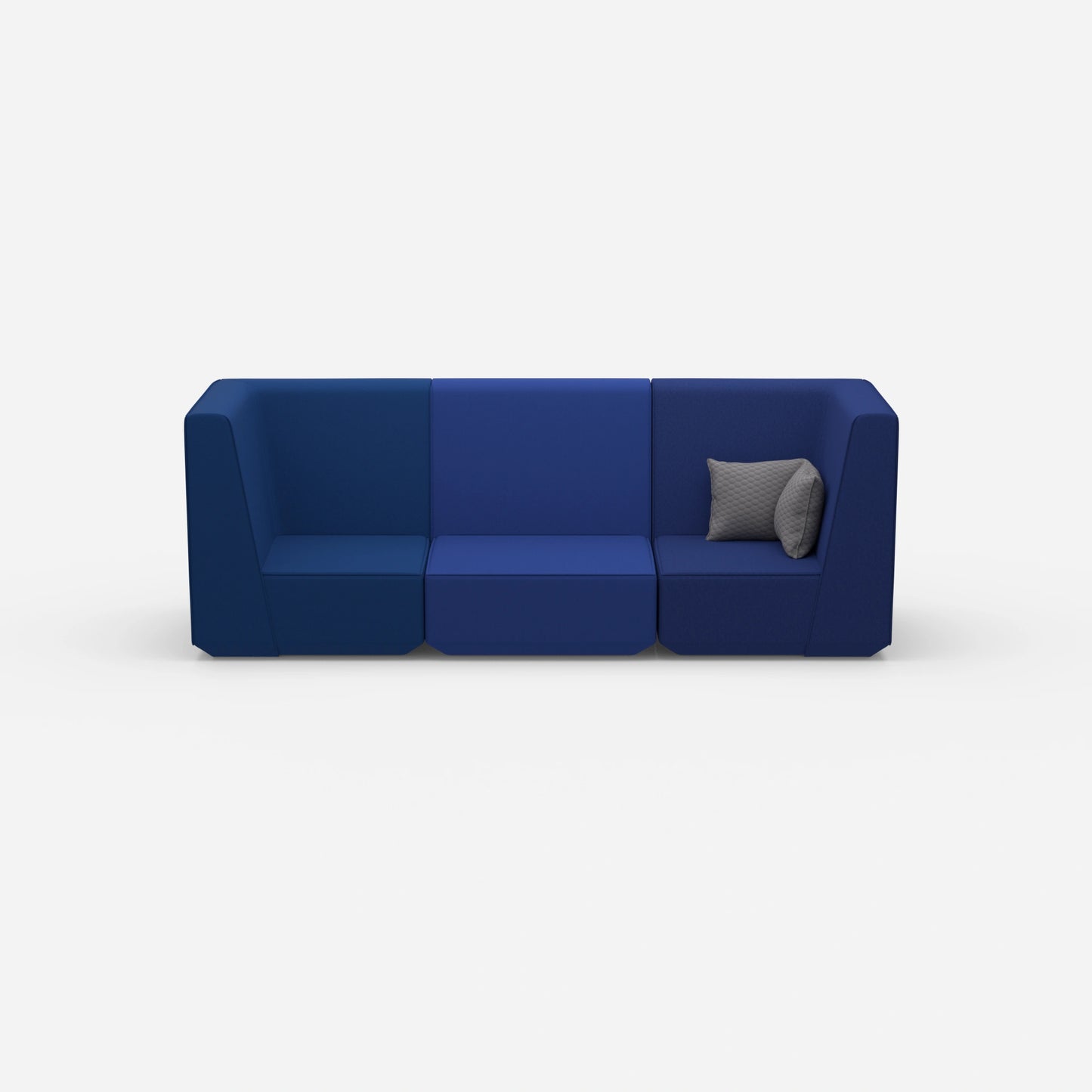 Blue sofa for 3 people from the front
