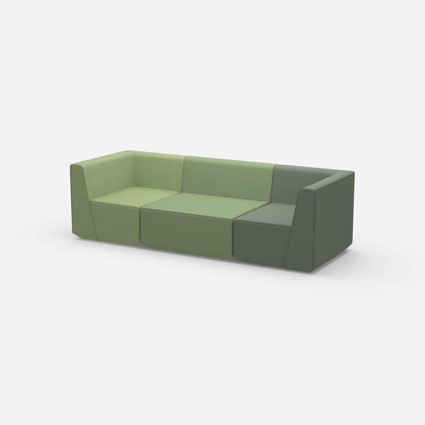 Sofa three-seater green from the side