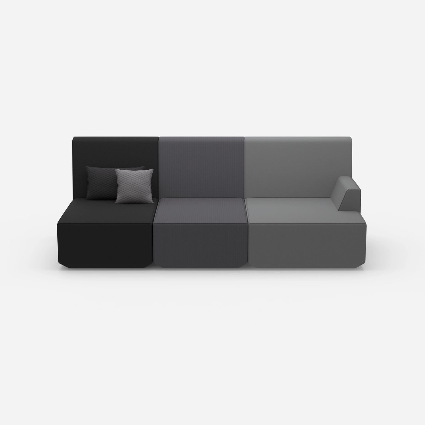 Sofa for 3 as home cinema from the front