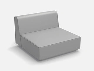 Ein graues 3D-modelliertes Sofa-Sitzmodul mit integrierter Rückenlehne.
