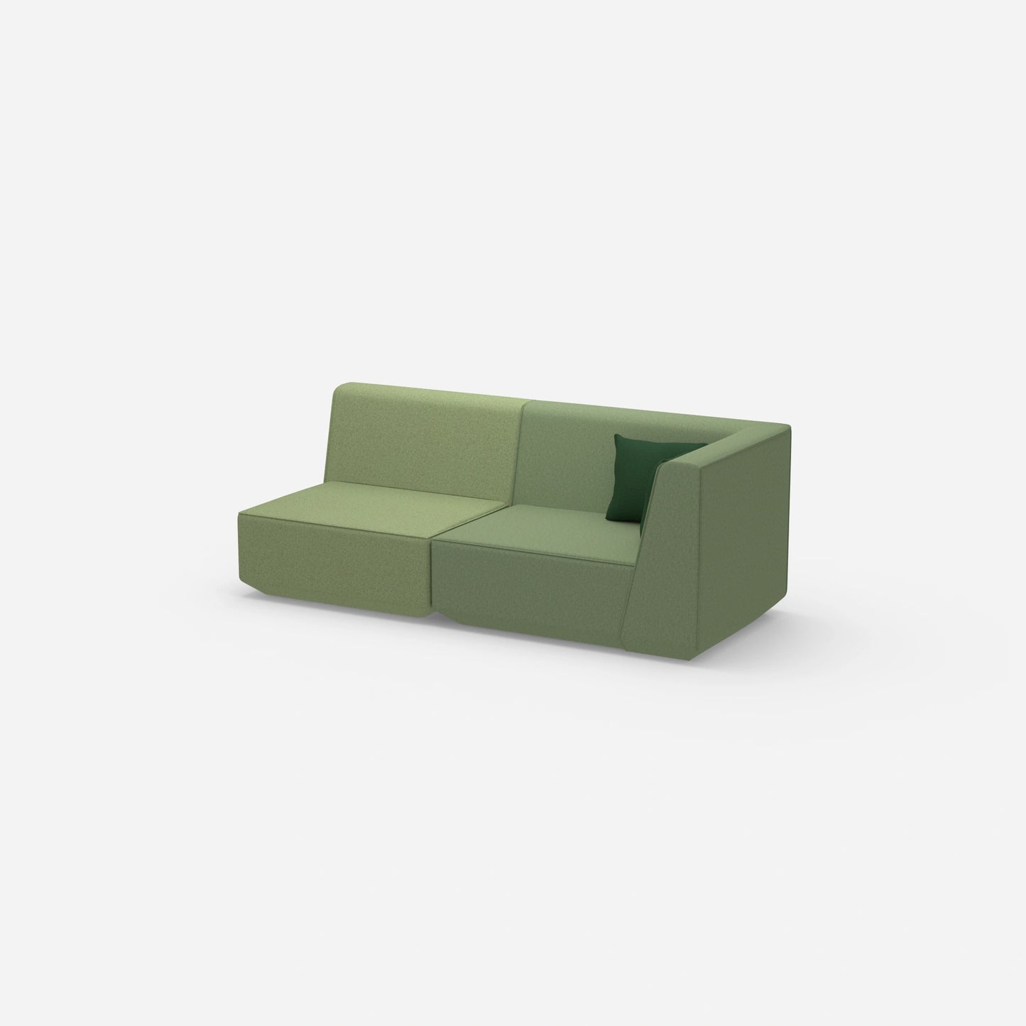 Sofa two-seater green 180 cm wide from the side