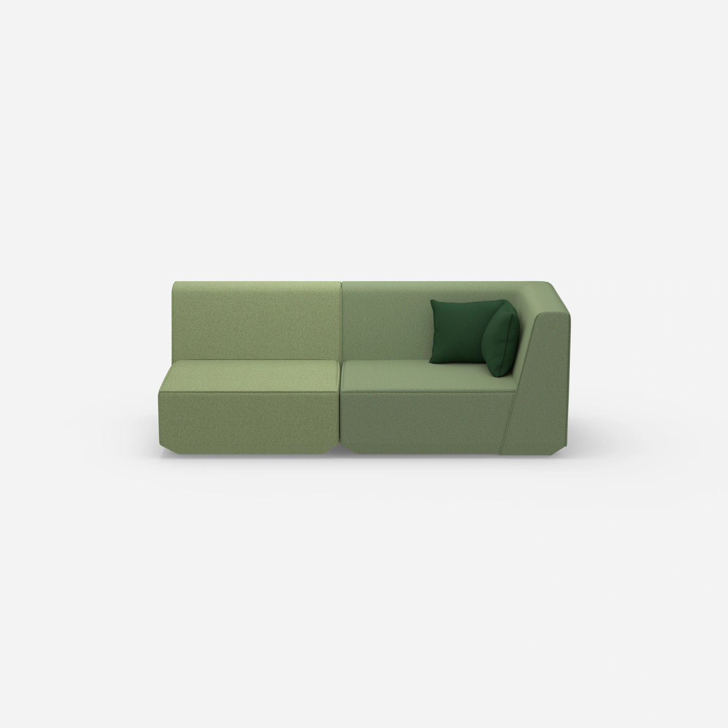 Sofa two-seater green 180 cm wide from the front