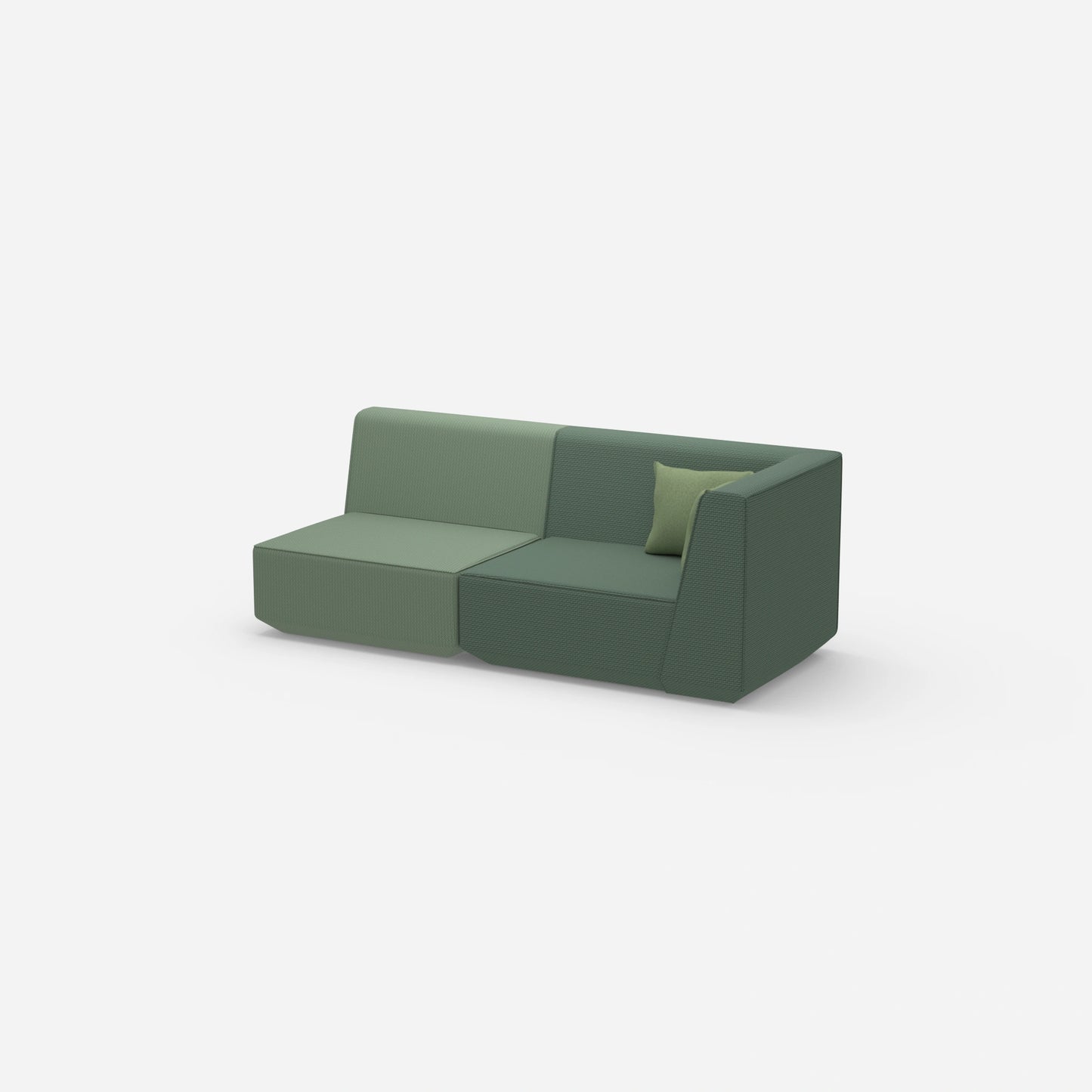 Sofa two-seater green 180 cm wide from the side