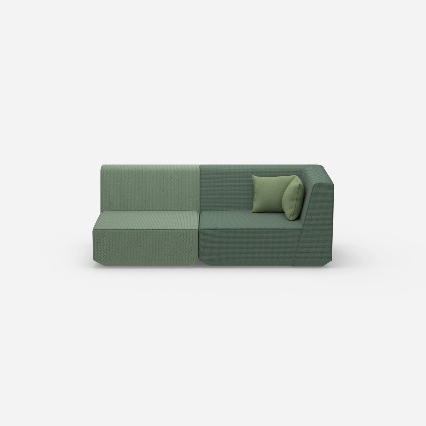 Sofa two-seater green 180 cm wide from the front