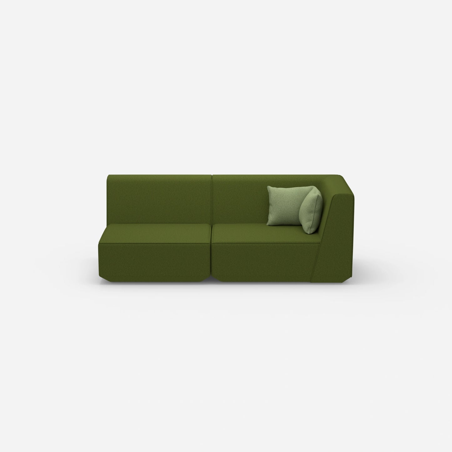 Sofa two-seater green 180 cm wide from the front