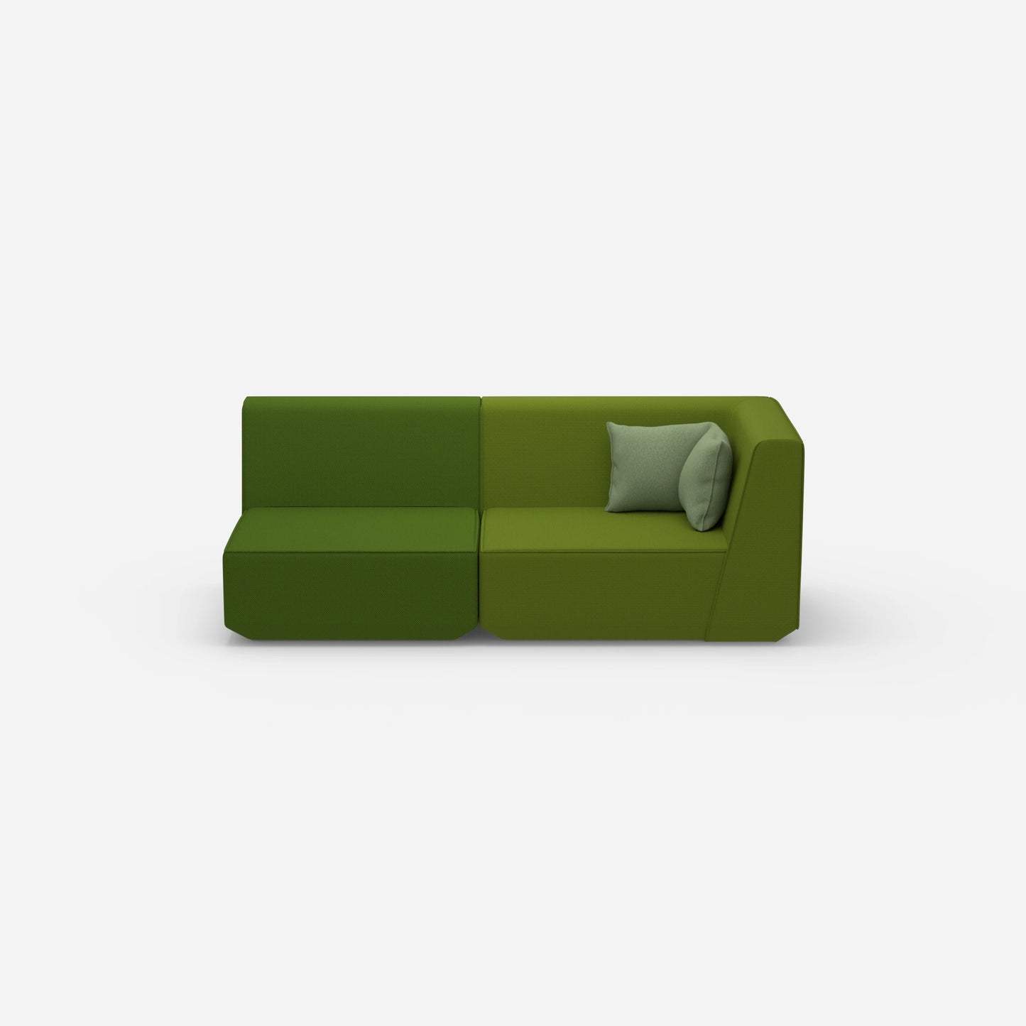 Sofa two-seater green 180 cm wide from the front