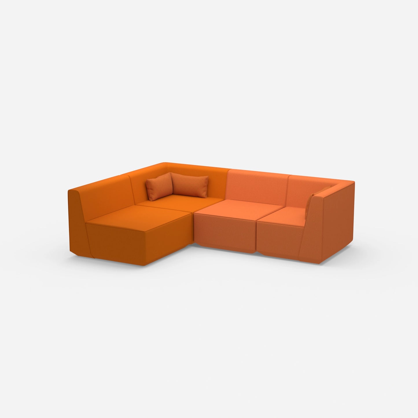Canapé d'angle orange vu de côté