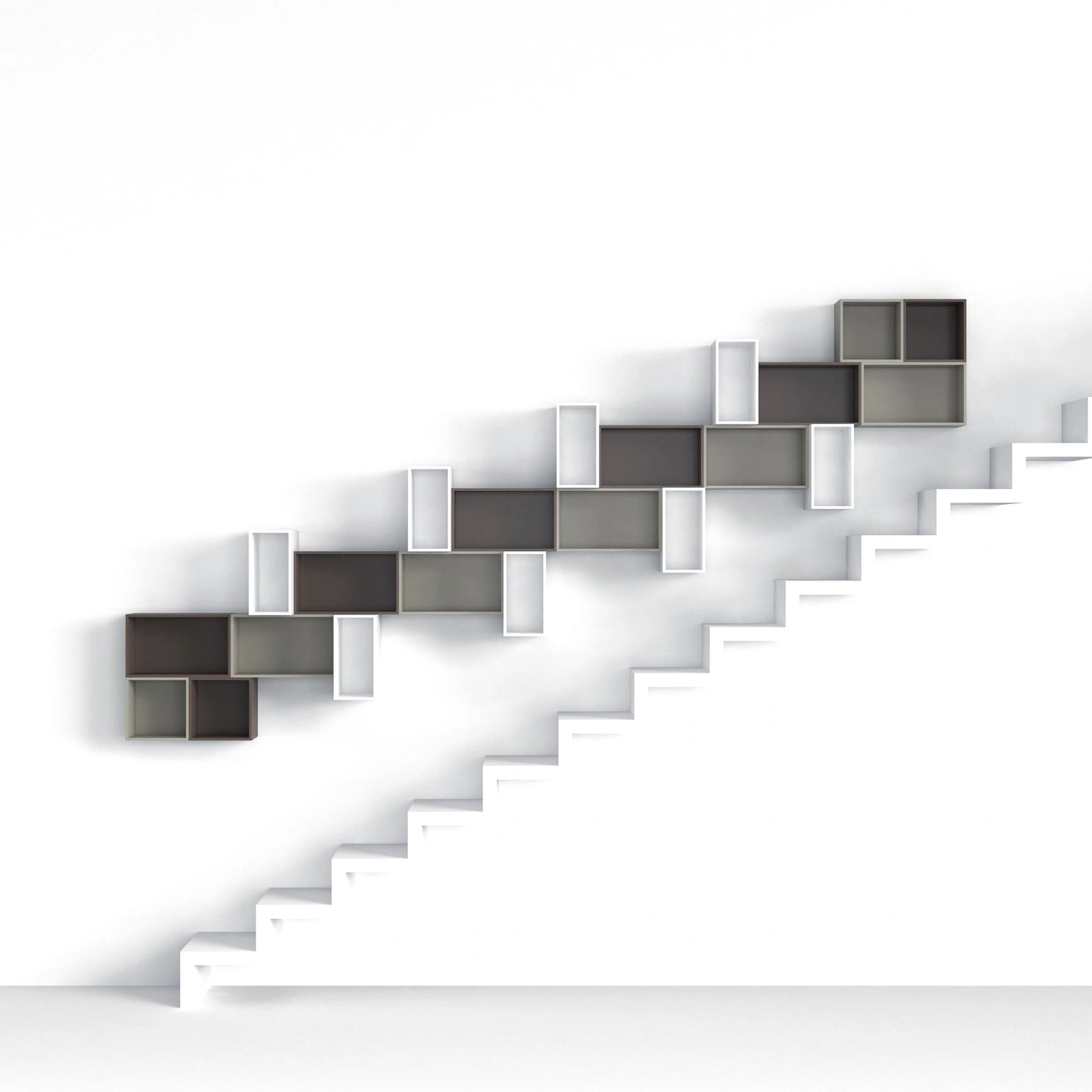 Staircase shelving RK055 from the front