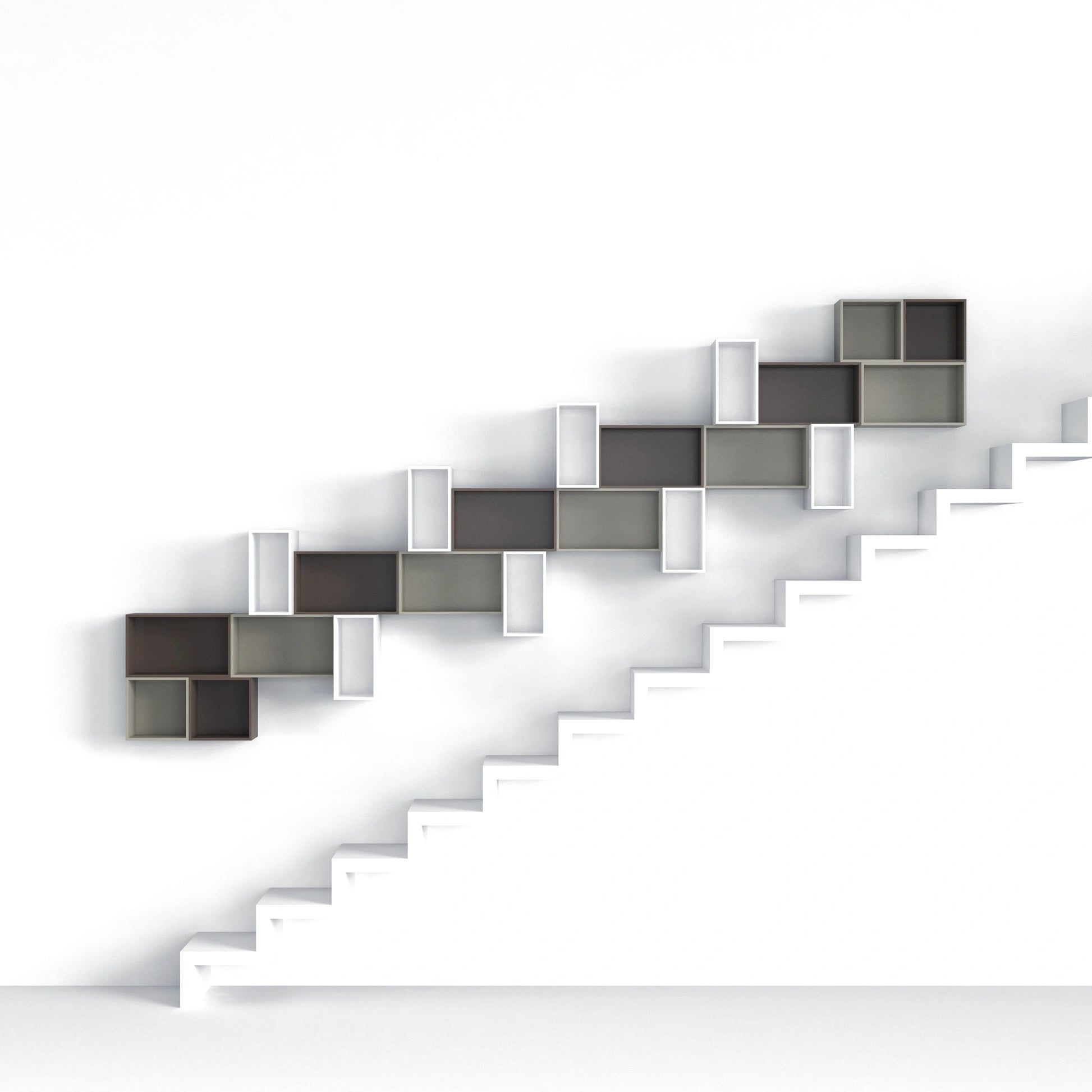 Staircase shelving RK055 from the front