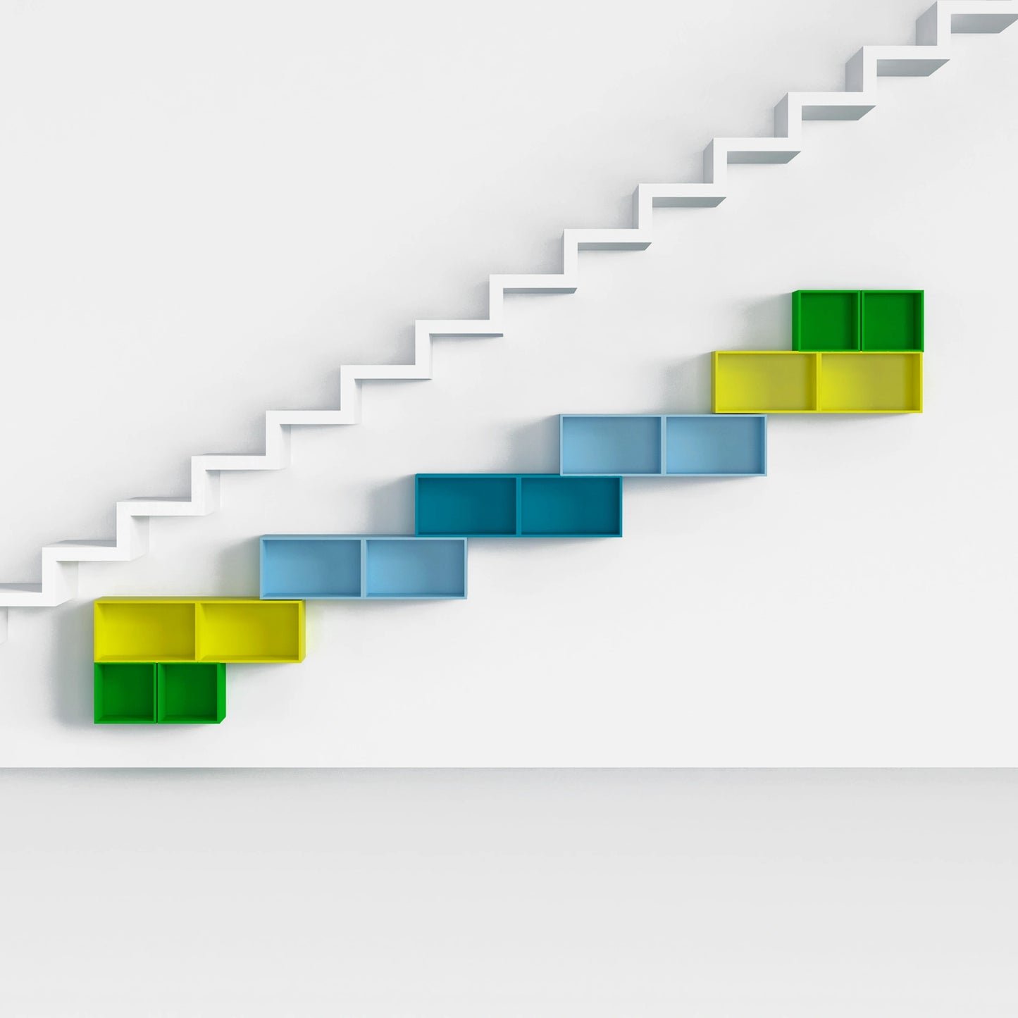 Staircase shelving RK125 from the front